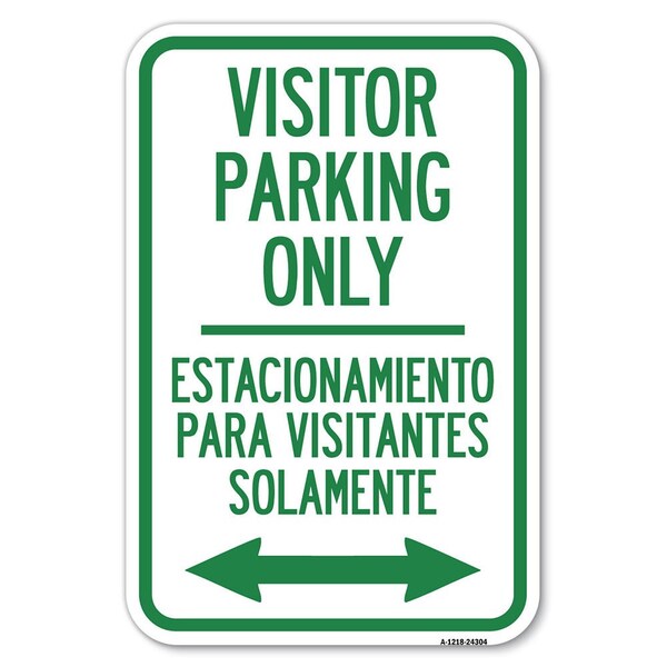 Signmission Bilingual Reserved Parking Sign Visitor Heavy-Gauge Aluminum Sign, 12" x 18", A-1218-24304 A-1218-24304 - main